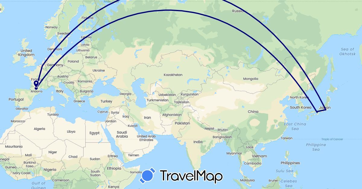 TravelMap itinerary: driving in Belgium, Germany, France, Japan (Asia, Europe)